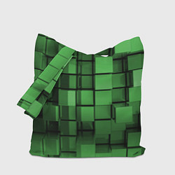 Сумка-шопер Киберпанк броня - Зелёный металлические кубы, цвет: 3D-принт
