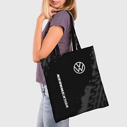 Сумка-шопер Volkswagen speed на темном фоне со следами шин: на, цвет: 3D-принт — фото 2
