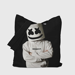 Сумка-шоппер Marshmello на чёрном фоне