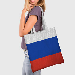 Сумка-шопер Триколор - флаг России плетёный, цвет: 3D-принт — фото 2