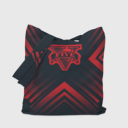 Сумка-шоппер Красный символ GTA на темном фоне со стрелками