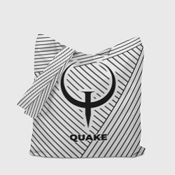 Сумка-шоппер Символ Quake на светлом фоне с полосами