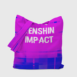 Сумка-шоппер Genshin Impact glitch text effect: символ сверху