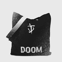 Сумка-шоппер Doom glitch на темном фоне: символ, надпись