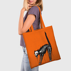 Сумка-шопер Котик скелетик - Хеллоуин, цвет: 3D-принт — фото 2