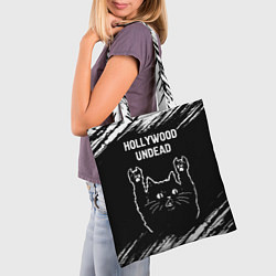 Сумка-шопер Группа Hollywood Undead и рок кот, цвет: 3D-принт — фото 2