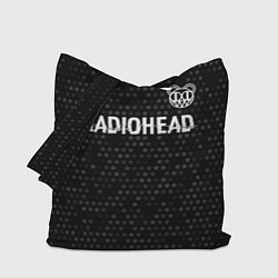 Сумка-шопер Radiohead glitch на темном фоне: символ сверху, цвет: 3D-принт