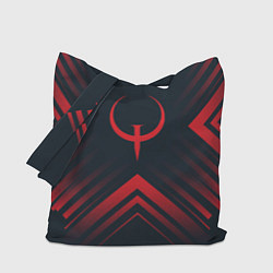 Сумка-шопер Красный символ Quake на темном фоне со стрелками, цвет: 3D-принт