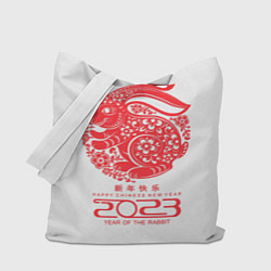 Сумка-шопер Happy chinese New Year, 2023 year of the rabbit, цвет: 3D-принт