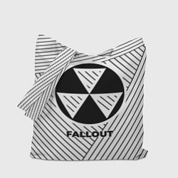 Сумка-шоппер Символ Fallout на светлом фоне с полосами