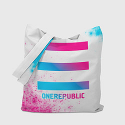 Сумка-шопер OneRepublic neon gradient style, цвет: 3D-принт