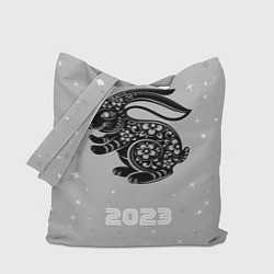 Сумка-шопер Символ 2023 года черный водяной кролик, цвет: 3D-принт