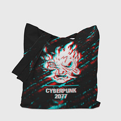Сумка-шоппер Cyberpunk 2077 в стиле glitch и баги графики на те