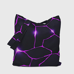 Сумка-шопер Фиолетовые неоновые трещины, цвет: 3D-принт