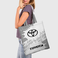 Сумка-шопер Toyota speed шины на светлом: символ, надпись, цвет: 3D-принт — фото 2