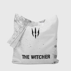 Сумка-шоппер The Witcher glitch на светлом фоне: символ, надпис