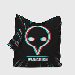 Сумка-шоппер Символ Evangelion в стиле glitch на темном фоне