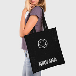 Сумка-шопер Nirvana glitch на темном фоне: символ, надпись, цвет: 3D-принт — фото 2
