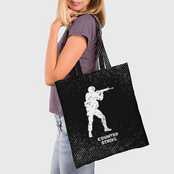 Сумка-шопер Counter Strike с потертостями на темном фоне, цвет: 3D-принт — фото 2