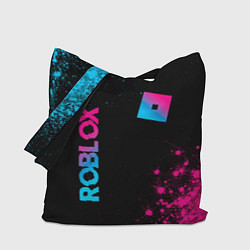 Сумка-шоппер Roblox - neon gradient: надпись, символ