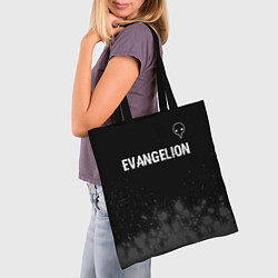 Сумка-шопер Evangelion glitch на темном фоне: символ сверху, цвет: 3D-принт — фото 2