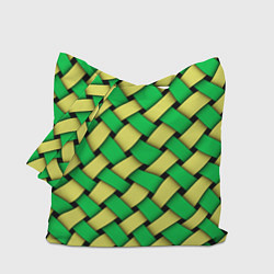 Сумка-шоппер Жёлто-зелёная плетёнка - оптическая иллюзия