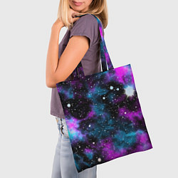 Сумка-шопер Галактика сиреневая, цвет: 3D-принт — фото 2