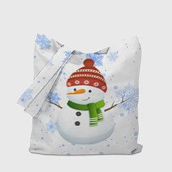 Сумка-шоппер Снеговик со снежинками