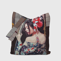 Сумка-шоппер Японская девушка с самурайским мечом