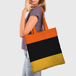 Сумка-шопер Полосатый оранжевый с черной и белой полосой, цвет: 3D-принт — фото 2