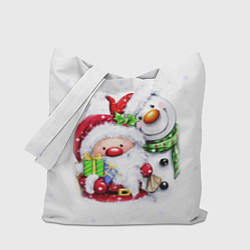 Сумка-шоппер Дед Мороз и снеговик с подарками
