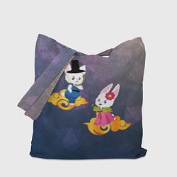 Сумка-шопер Пара белых кроликов в ханбоках, цвет: 3D-принт