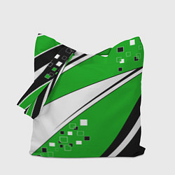 Сумка-шоппер Абстрактный узор черно зеленый с белым