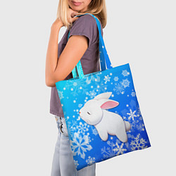 Сумка-шопер Милый кролик в снежинках, цвет: 3D-принт — фото 2