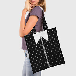 Сумка-шопер Уэнсдей Аддамс: униформа с черепами, цвет: 3D-принт — фото 2