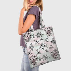 Сумка-шопер Цветы сакуры на акварельном фоне - паттерн, цвет: 3D-принт — фото 2