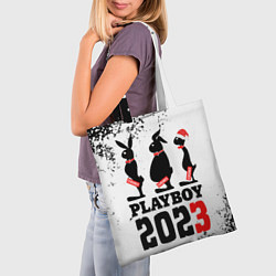 Сумка-шопер Новогодние пошлые кролики, цвет: 3D-принт — фото 2