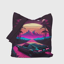 Сумка-шоппер Synthwave car and mountains