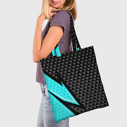 Сумка-шопер Черно-голубая абстракция, цвет: 3D-принт — фото 2