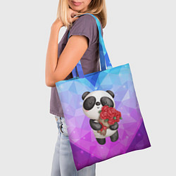 Сумка-шопер Панда с букетом цветов, цвет: 3D-принт — фото 2
