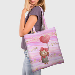 Сумка-шопер Мишка с шариком Love, цвет: 3D-принт — фото 2