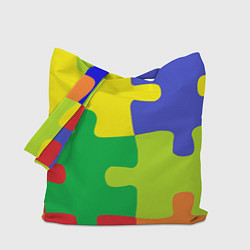 Сумка-шопер Пазлы разноцветные, цвет: 3D-принт
