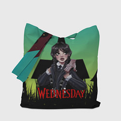 Сумка-шопер Семейка Аддамс черный замок, цвет: 3D-принт