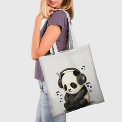 Сумка-шопер Милая панда в наушниках, цвет: 3D-принт — фото 2