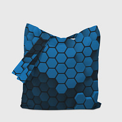 Сумка-шопер Голубые соты абстракция, цвет: 3D-принт