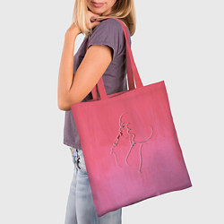Сумка-шопер Девушка с помадой, цвет: 3D-принт — фото 2