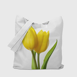 Сумка-шоппер Желтые тюльпаны на белом