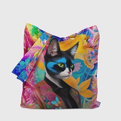 Сумка-шопер Кот модник - нейросеть, цвет: 3D-принт