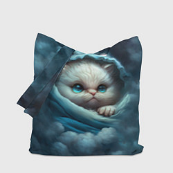 Сумка-шоппер Котик в одеяльце в облаках