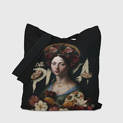 Сумка-шоппер Girl with flowers loves pizza